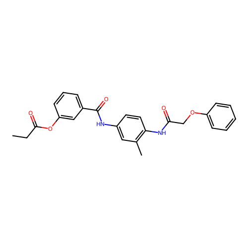3-({3-Methyl-4-[(phenoxyacetyl)amino]phenyl}carbamoyl)phenyl propanoate structure