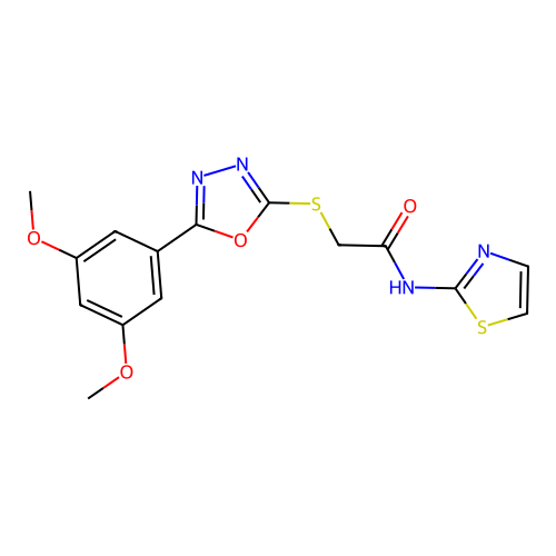 2-((5-(3,5-dimethoxyphenyl)-1,3,4-oxadiazol-2-yl)thio)-N-(thiazol-2-yl)acetamide structure