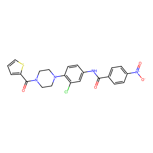N-[3-chloro-4-[4-(thiophene-2-carbonyl)piperazin-1-yl]phenyl]-4-nitrobenzamide structure