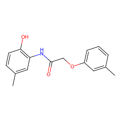 N-(2-hydroxy-5-methylphenyl)-2-(3-methylphenoxy)acetamide structure