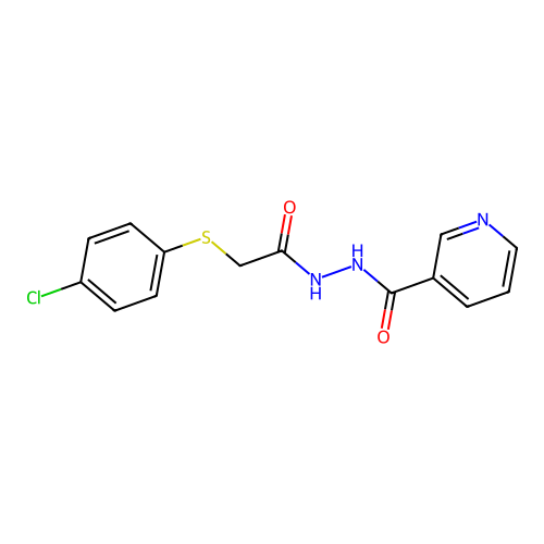 N'-[2-(4-chlorophenyl)sulfanylacetyl]pyridine-3-carbohydrazide structure