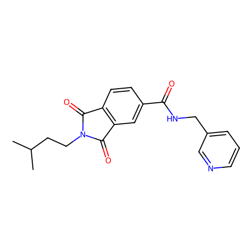 2-(3-methylbutyl)-1,3-dioxo-N-(pyridin-3-ylmethyl)-2,3-dihydro-1H-isoindole-5-carboxamide structure