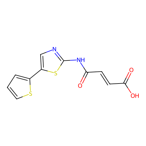 4-Oxo-4-[(5-thiophen-2-yl-1,3-thiazol-2-yl)amino]but-2-enoic acid structure