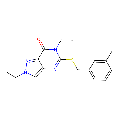 2,6-Diethyl-5-[(3-methylphenyl)methylsulfanyl]pyrazolo[4,3-d]pyrimidin-7-one structure