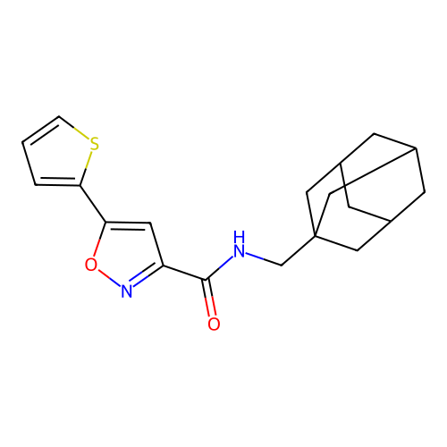N-(1-adamantylmethyl)-5-thiophen-2-yl-1,2-oxazole-3-carboxamide structure
