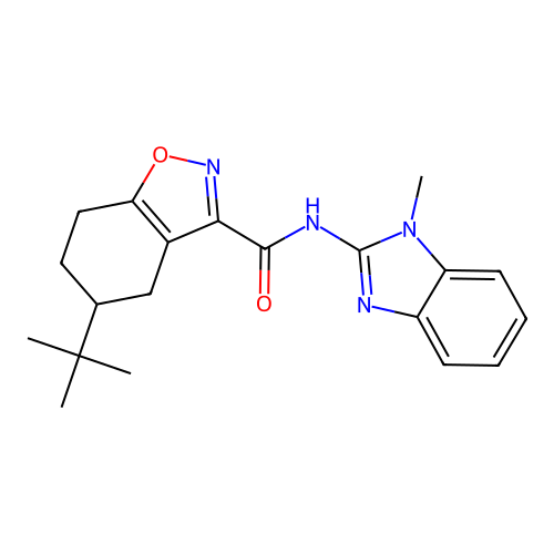 5-tert-butyl-N-(1-methylbenzimidazol-2-yl)-4,5,6,7-tetrahydro-1,2-benzoxazole-3-carboxamide structure