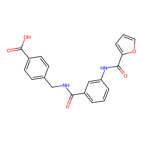 4-({[3-(2-Furylcarbonylamino)phenyl]carbonylamino}methyl)benzoic acid structure
