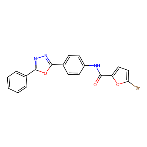 5-bromo-N-[4-(5-phenyl-1,3,4-oxadiazol-2-yl)phenyl]furan-2-carboxamide structure