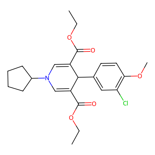 diethyl 4-(3-chloro-4-methoxyphenyl)-1-cyclopentyl-1,4-dihydropyridine-3,5-dicarboxylate structure