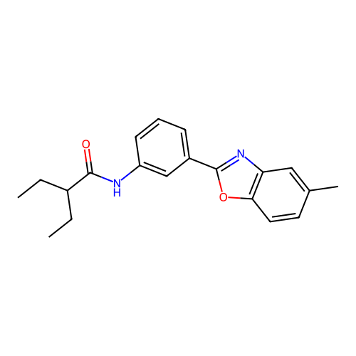 2-ethyl-N-[3-(5-methyl-1,3-benzoxazol-2-yl)phenyl]butanamide structure