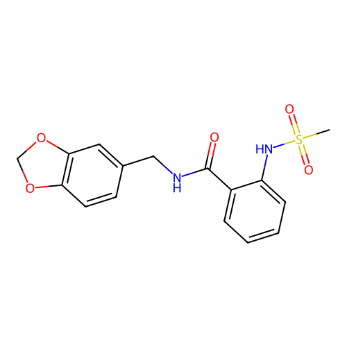 N-(1,3-benzodioxol-5-ylmethyl)-2-(methanesulfonamido)benzamide structure