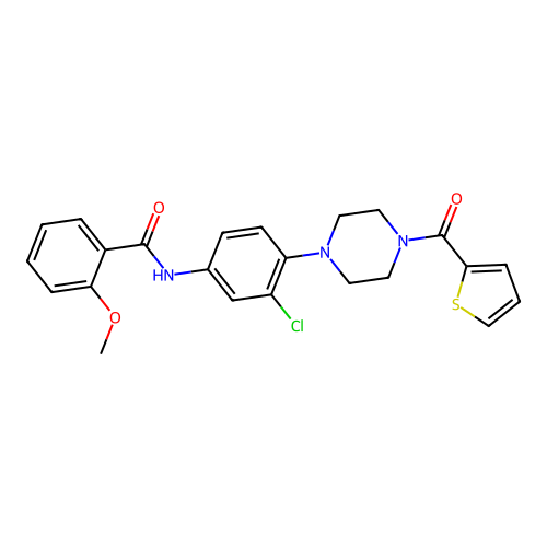 N-[3-chloro-4-[4-(thiophene-2-carbonyl)piperazin-1-yl]phenyl]-2-methoxybenzamide structure
