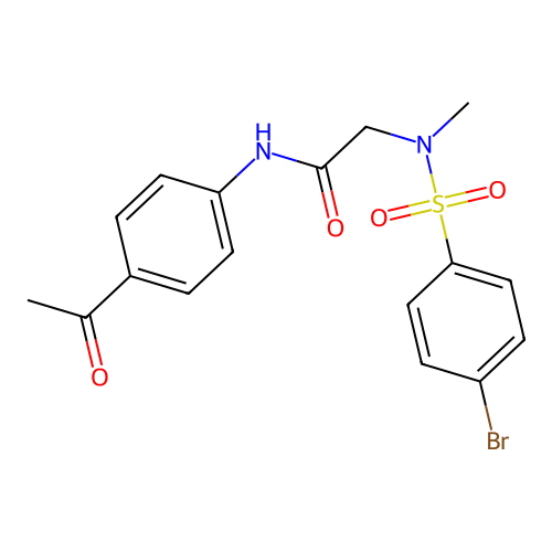 N-(4-acetylphenyl)-2-[(4-bromophenyl)sulfonyl-methylamino]acetamide structure