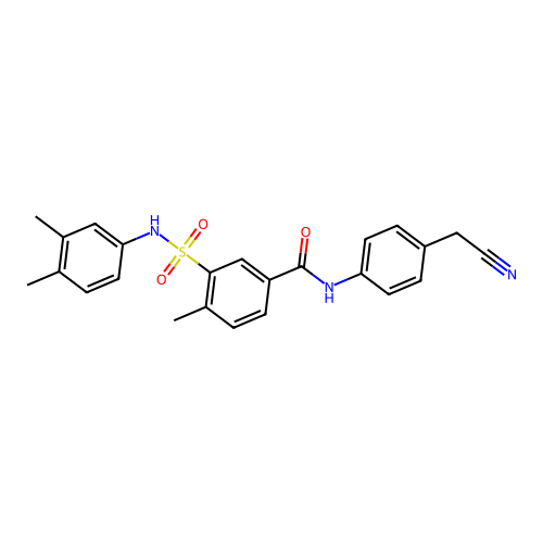 N-[4-(cyanomethyl)phenyl]-3-[(3,4-dimethylphenyl)sulfamoyl]-4-methylbenzamide structure
