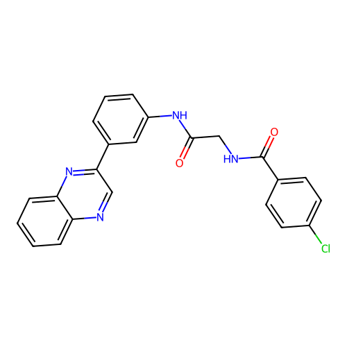 4-Chloro-N~1~-{2-oxo-2-[3-(2-quinoxalinyl)anilino]ethyl}benzamide structure