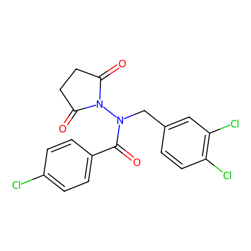 4-chloro-N-[(3,4-dichlorophenyl)methyl]-N-(2,5-dioxopyrrolidin-1-yl)benzamide structure