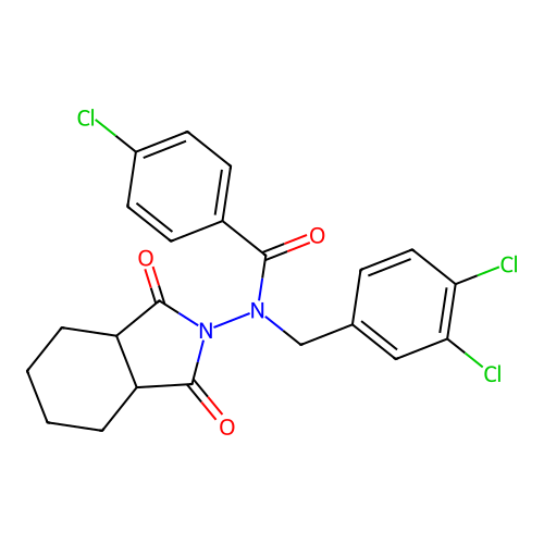 4-chloro-N-(3,4-dichlorobenzyl)-N-(1,3-dioxooctahydro-2H-isoindol-2-yl)benzamide structure