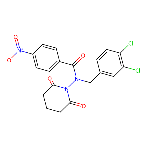 N-[(3,4-dichlorophenyl)methyl]-N-(2,6-dioxopiperidin-1-yl)-4-nitrobenzamide structure