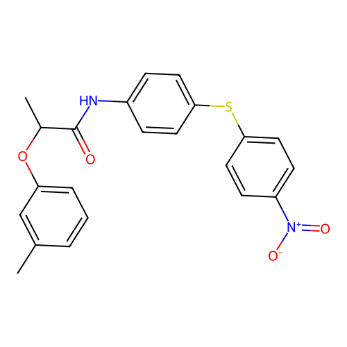 2-(3-methylphenoxy)-N-[4-(4-nitrophenyl)sulfanylphenyl]propanamide structure