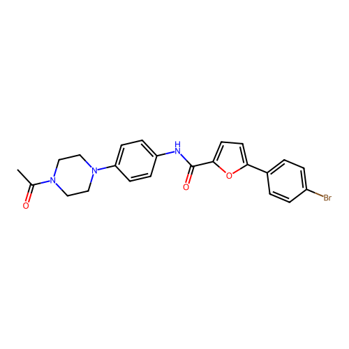 N-[4-(4-acetylpiperazin-1-yl)phenyl]-5-(4-bromophenyl)furan-2-carboxamide structure