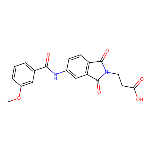 3-(5-(3-methoxybenzamido)-1,3-dioxoisoindolin-2-yl)propanoic acid structure