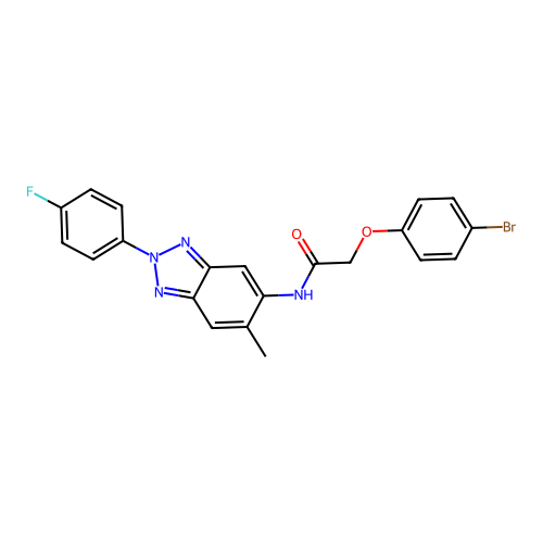 2-(4-bromophenoxy)-N-[2-(4-fluorophenyl)-6-methylbenzotriazol-5-yl]acetamide structure