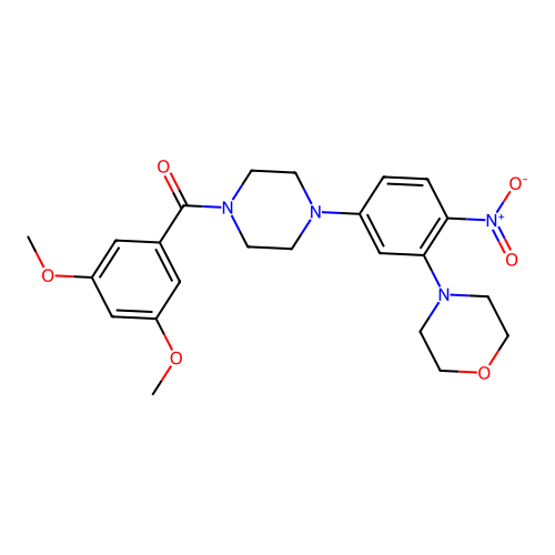 (3,5-dimethoxyphenyl)-[4-(3-morpholin-4-yl-4-nitrophenyl)piperazin-1-yl]methanone structure