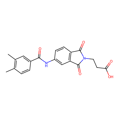 3-(5-(3,4-dimethylbenzamido)-1,3-dioxoisoindolin-2-yl)propanoic acid structure