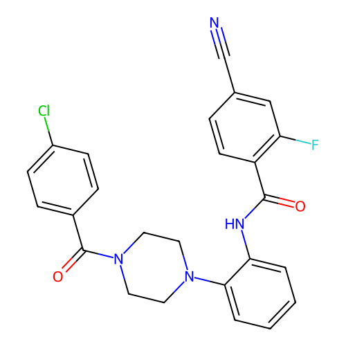 N-[2-[4-(4-chlorobenzoyl)piperazin-1-yl]phenyl]-4-cyano-2-fluorobenzamide structure