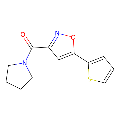 Pyrrolidin-1-yl-(5-thiophen-2-yl-1,2-oxazol-3-yl)methanone structure