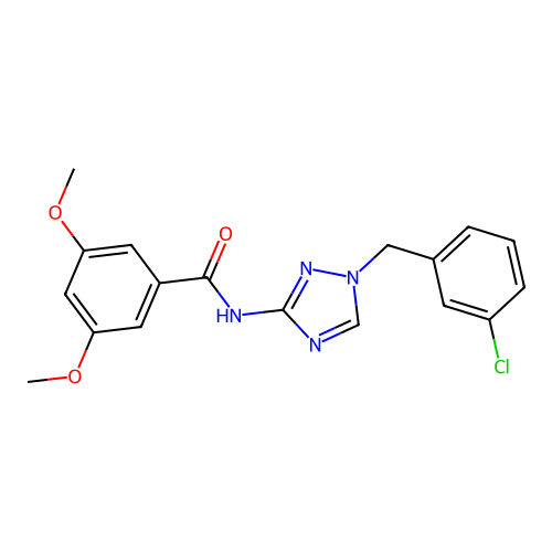 N-[1-[(3-chlorophenyl)methyl]-1,2,4-triazol-3-yl]-3,5-dimethoxybenzamide structure