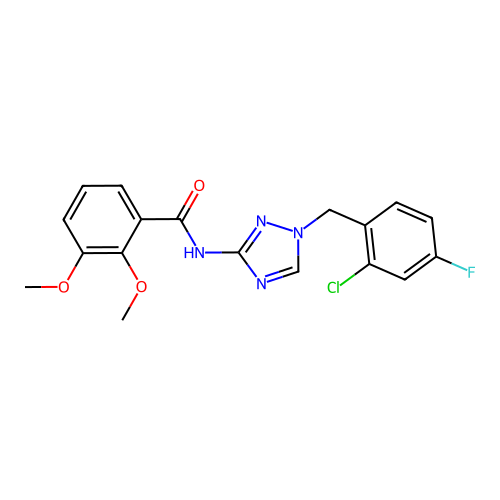 N-[1-(2-chloro-4-fluorobenzyl)-1H-1,2,4-triazol-3-yl]-2,3-dimethoxybenzamide structure