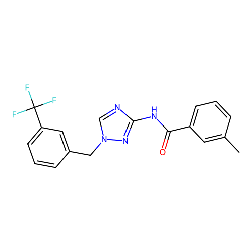 3-methyl-N-[1-[[3-(trifluoromethyl)phenyl]methyl]-1,2,4-triazol-3-yl]benzamide structure