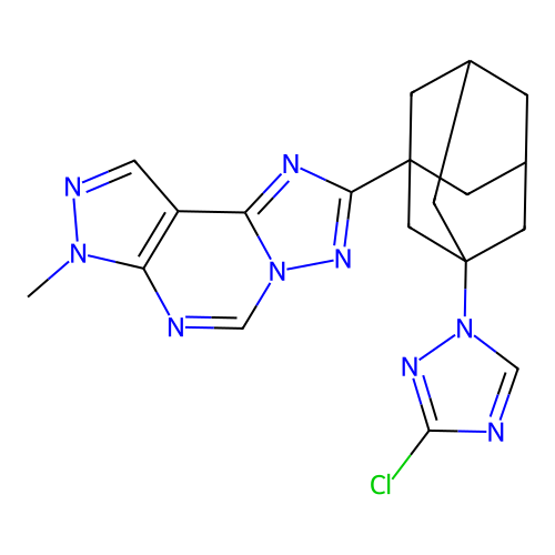 2-[3-(3-CHLORO-1H-1,2,4-TRIAZOL-1-YL)-1-ADAMANTYL]-7-METHYL-7H-PYRAZOLO[4,3-E][1,2,4]TRIAZOLO[1,5-C]PYRIMIDINE structure