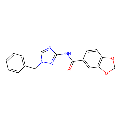 N-(1-benzyl-1,2,4-triazol-3-yl)-1,3-benzodioxole-5-carboxamide structure