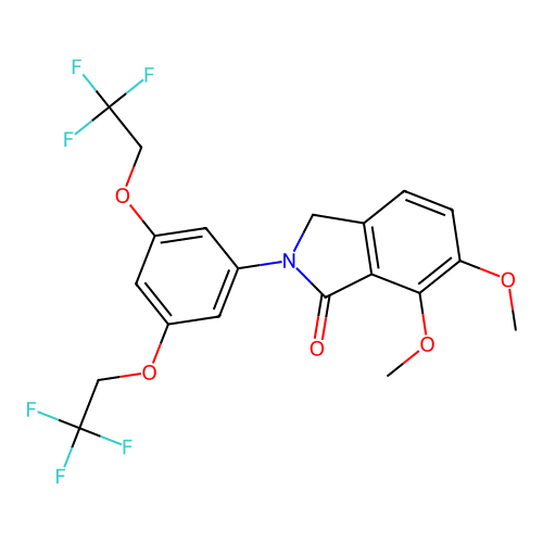 2-[3,5-bis(2,2,2-trifluoroethoxy)phenyl]-6,7-dimethoxy-3H-isoindol-1-one structure