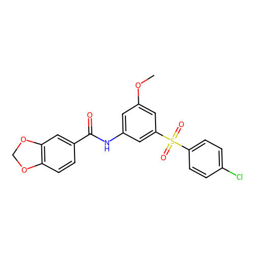 N-{3-[(4-chlorophenyl)sulfonyl]-5-methoxyphenyl}-1,3-benzodioxole-5-carboxamide structure