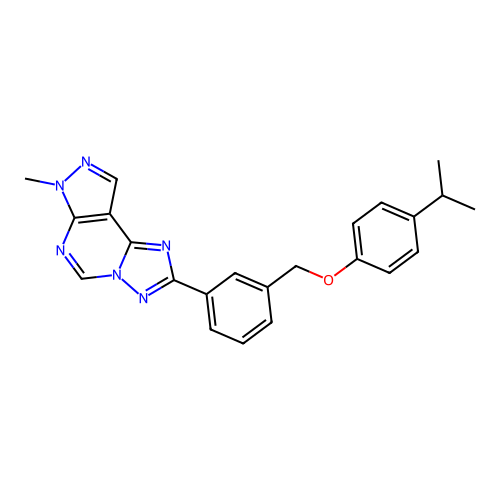 2-(3-((4-isopropylphenoxy)methyl)phenyl)-7-methyl-7H-pyrazolo[4,3-e][1,2,4]triazolo[1,5-c]pyrimidine structure