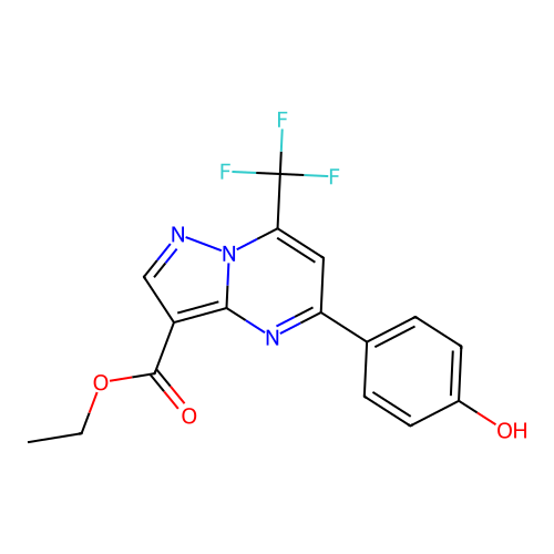 ethyl 5-(4-hydroxyphenyl)-7-(trifluoromethyl)pyrazolo[1,5-a]pyrimidine-3-carboxylate structure