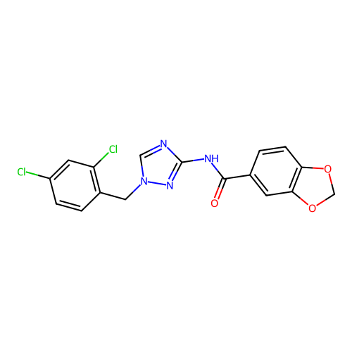 N-[1-(2,4-dichlorobenzyl)-1H-1,2,4-triazol-3-yl]-1,3-benzodioxole-5-carboxamide structure