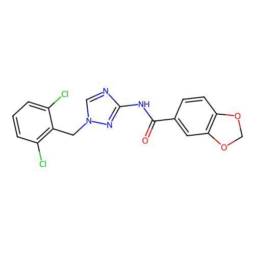 N-[1-(2,6-dichlorobenzyl)-1H-1,2,4-triazol-3-yl]-1,3-benzodioxole-5-carboxamide structure