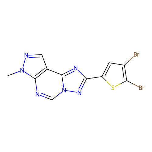 2-(4,5-dibromothiophen-2-yl)-7-methyl-7H-pyrazolo[4,3-e][1,2,4]triazolo[1,5-c]pyrimidine structure