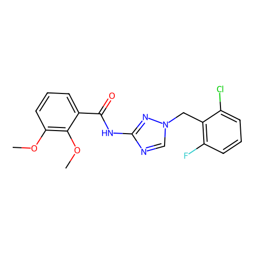 N-[1-(2-chloro-6-fluorobenzyl)-1H-1,2,4-triazol-3-yl]-2,3-dimethoxybenzamide structure