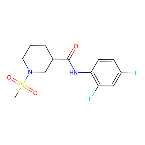 N-(2,4-difluorophenyl)-1-(methylsulfonyl)piperidine-3-carboxamide structure