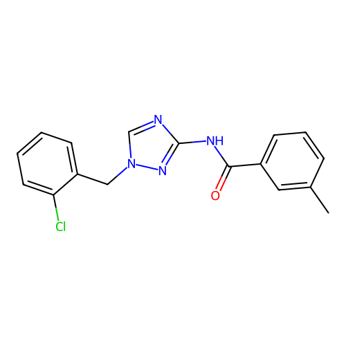 N-[1-[(2-chlorophenyl)methyl]-1,2,4-triazol-3-yl]-3-methylbenzamide structure