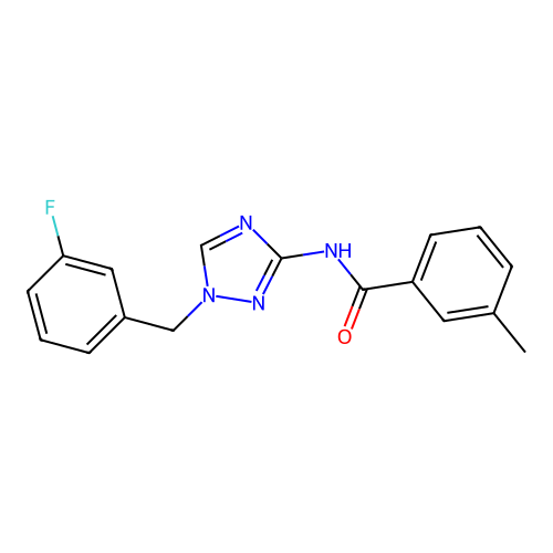 N-[1-(3-fluorobenzyl)-1H-1,2,4-triazol-3-yl]-3-methylbenzamide structure