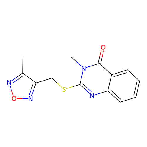 3-Methyl-2-[(4-methyl-1,2,5-oxadiazol-3-yl)methylsulfanyl]quinazolin-4-one structure