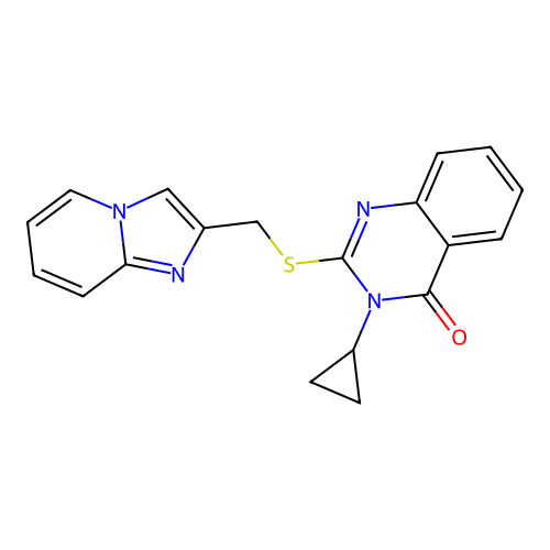 3-Cyclopropyl-2-(imidazo[1,2-a]pyridin-2-ylmethylsulfanyl)quinazolin-4-one structure