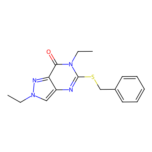 5-Benzylsulfanyl-2,6-diethylpyrazolo[4,3-d]pyrimidin-7-one structure