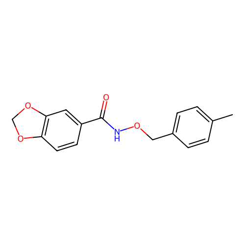 N-[(4-methylbenzyl)oxy]-1,3-benzodioxole-5-carboxamide structure